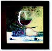 Ceramic Trivet w/Wine Glass & Fruit Art Image