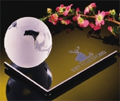 3" Crystal Globe on Glass Base