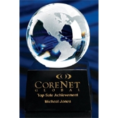 3" Crystal Globe On Marble Base