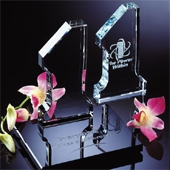 Crystal Number "1" Award on Glass Base