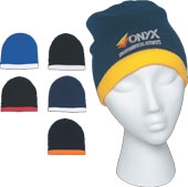 Knit Beanie With Stripe_Embroidered