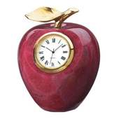 Marble Apple Clock W/Gold Leaf