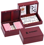 Wooden Domino Set With 2 Decks of Playing Cards