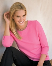 Ladies' 3/4 Sleeve Jersey Crew Neck Top