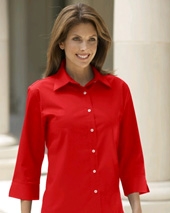 Ladies' 3/4 Sleeve Solid Dress Shirt