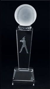 3-D Crystal Sports Trophy-Baseball