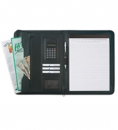 Leather Look Zippered Portfolio With Calculator