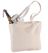 Zippered 12oz Cotton Canvas Shopper Tote