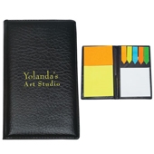 Leather Look Padfolio With Sticky Note Pads & Flags
