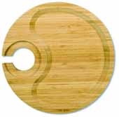 Bamboo Heavy Duty Round Party Plate w/Built In Stemware Holder