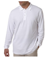 UltraClub Adult Long-Sleeve Whisper Piqué Polo