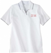 Ladies' Johnny Collar Jersey Polo With Pencil Stripe