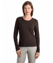 Ladies Modern Stretch Cotton Long Sleeve Scoop Neck Shirt