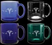 13 oz. Clear Glass Coffee Mug - Deep Etched