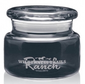 8 oz. Apothecary Jar with Flat Lid - Deep Etched