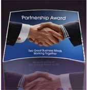 Nanobrite Self-Standing Trapezoid Curved Award