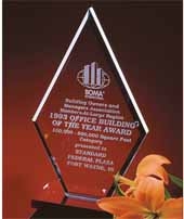 10" Jade Diamond Award on Black Marble Base