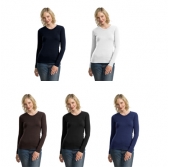 Ladies Modern Stretch Cotton Long Sleeve Scoop Neck Shirt