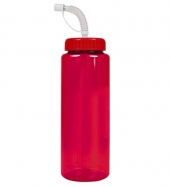 The Guzzler - 32 oz. Trans. Color Bottle-Straw Lid