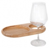 Bamboo Mini Oval Party Plate w/Built-in Stemware Holder