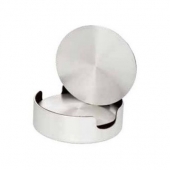 Set of 4 Aluminum Coasters w/Cushioned Base & Holder