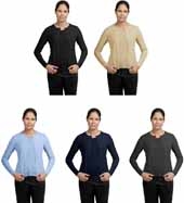 Ladies Fine-Gauge Crewneck Cardigan Sweater