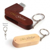 1 GB Bamboo Bullet Keyring USB 2.0 Flash Drive
