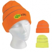 Knit Cuff Beanie With Reflective Stripes_Embroidered