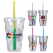 16oz. Victory Acrylic Tumbler W/ Mood Straw