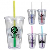 16 oz. Victory Acrylic Tumbler with Mood Straw