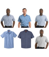 Red Kap® Long Size,  Short Sleeve Striped Industrial Work Shirt