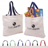Cotton Canvas Tote with Gusset & Color Accent Handles