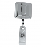 "HAMILTON" 32" Cord Square Chrome Solid Metal Retractable Badge R
