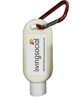 Custom 1.9 oz SPF 50 Sunscreen in Clear Bottle with Carabiner