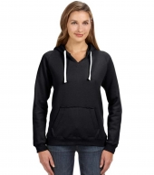 Women's Sueded V-Neck Hooded Sweatshirt