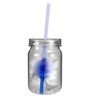 24 oz. Plastic Mason Jar with Mood Straw