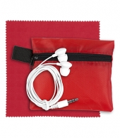 Mobile Tech Earbud Kit with Microfiber Cleaning Cloth In Zipper P