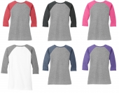 District Made® Ladies Perfect Tri® 3/4-Sleeve Raglan