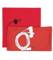 Mobile Tech Earbud Kit with Microfiber Cloth in Microfiber Cinch