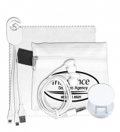 Mobile Tech Home and Auto Charging Kit with Earbuds and Microfibe