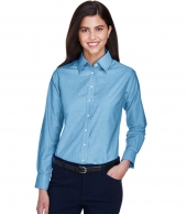Harriton Ladies' Long-Sleeve Oxford with Stain-Release