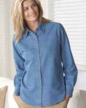 Harriton Ladies' Long-Sleeve Denim Shirt