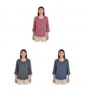 Ladies' Central Cotton Blend Mélange Knit Top