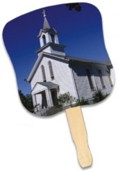 Stock Design Hand Fan - White Church