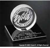 Hockey Puck on Black Glass Base 3-3/8"