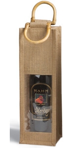 One Bottle Jute Vino-Sack™ w/Clear Poly Window