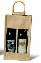 Two Bottle Jute Vino-Sack™ w/Clear Poly Window