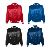 Satin Baseball Jacket/Striped Trim